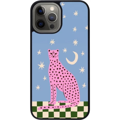 Coque iPhone 12 Pro Max - Silicone rigide noir Pink leopard with stars 2026