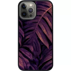 Coque iPhone 12 Pro Max - Silicone rigide noir Purple Light Leaves