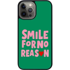 Coque iPhone 12 Pro Max - Silicone rigide noir Smile for no reason 2026