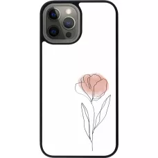 iPhone 12 Pro Max Case Hülle - Silikon schwarz Spring 23 minimalist flower