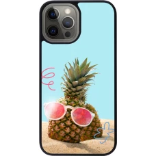 iPhone 12 Pro Max Case Hülle - Silikon schwarz Pineapple with glasses Summer 2026
