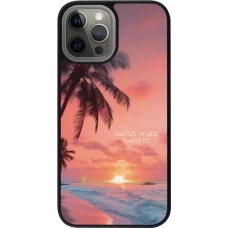 Coque iPhone 12 Pro Max - Silicone rigide noir Watch more sunsets Summer 2026