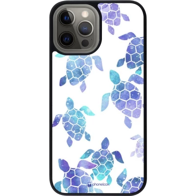 Hülle iPhone 12 Pro Max - Silikon schwarz Turtles pattern watercolor