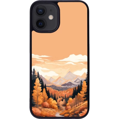 Coque iPhone 12 mini - Silicone rigide noir Autumn 25 Mountains