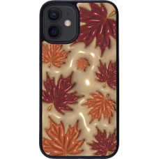 Coque iPhone 12 mini - Silicone rigide noir Autumn 26 3D leaves