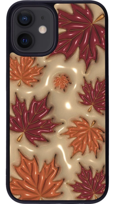 Coque iPhone 12 mini - Silicone rigide noir Autumn 26 3D leaves