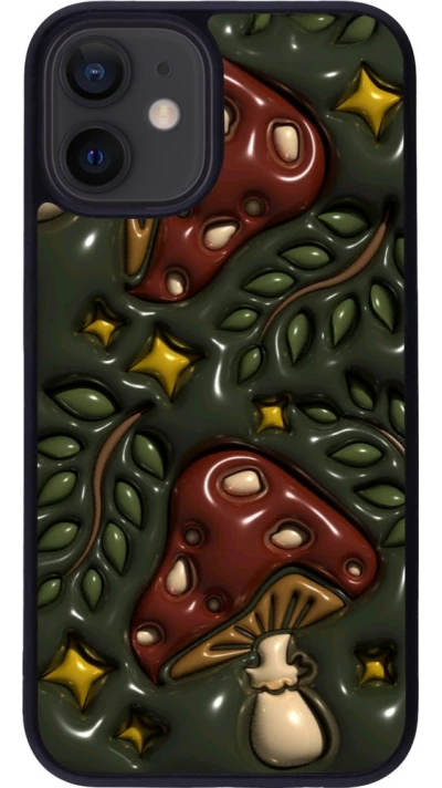 Coque iPhone 12 mini - Silicone rigide noir Autumn 26 3D mushrooms