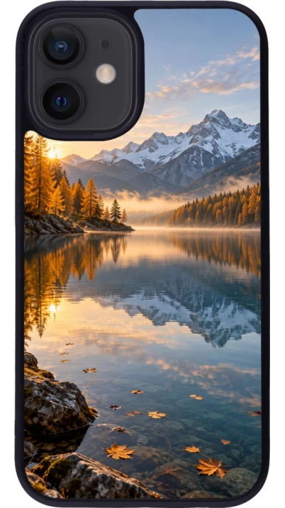 Coque iPhone 12 mini - Silicone rigide noir Autumn 26 Autumn lake