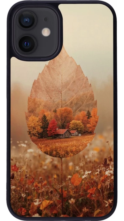 Coque iPhone 12 mini - Silicone rigide noir Autumn 26 Autumn leaf