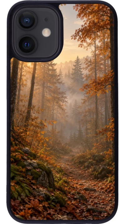 Coque iPhone 12 mini - Silicone rigide noir Autumn 26 Autumn walk