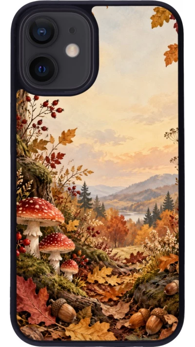 Coque iPhone 12 mini - Silicone rigide noir Autumn 26 Illustrated Autumn