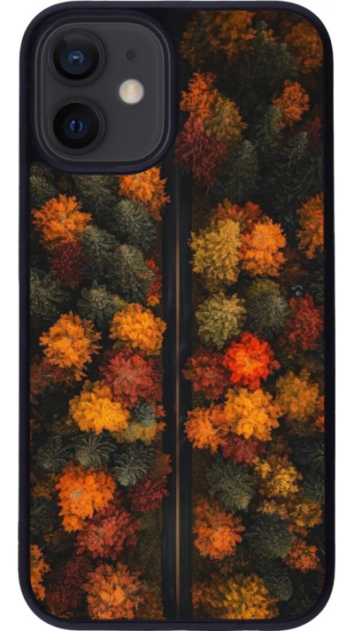 Coque iPhone 12 mini - Silicone rigide noir Autumn 26 Road in autumn