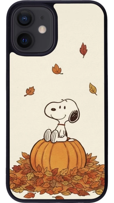 Coque iPhone 12 mini - Silicone rigide noir Autumn 26 Snoopy autumn