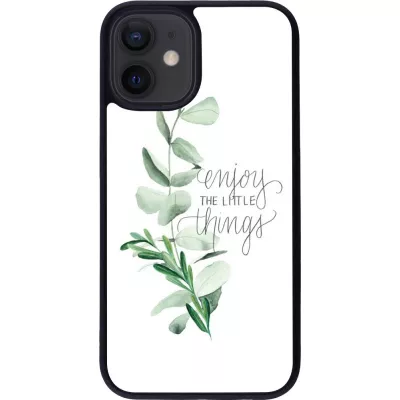Coque iPhone 12 mini - Silicone rigide noir Enjoy the little things