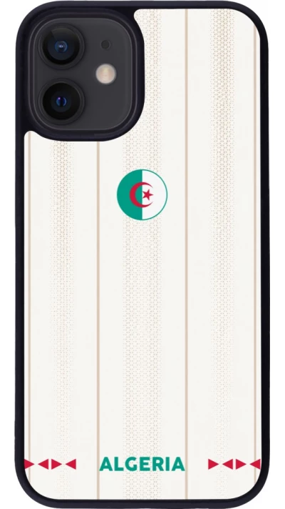 Coque iPhone 12 mini - Silicone rigide noir Maillot de football Algérie 2026 personnalisable