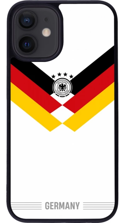 Coque iPhone 12 mini - Silicone rigide noir Maillot de football Allemagne 2026 personnalisable