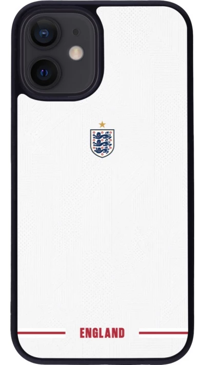 Coque iPhone 12 mini - Silicone rigide noir Maillot de football Angleterre 2026 personnalisable