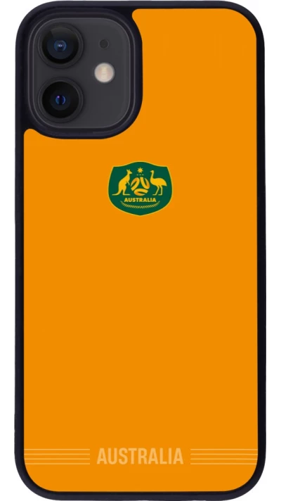Coque iPhone 12 mini - Silicone rigide noir Maillot de football Australie 2026 personnalisable