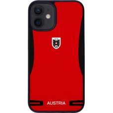 Coque iPhone 12 mini - Silicone rigide noir Maillot de football Autriche 2026 personnalisable