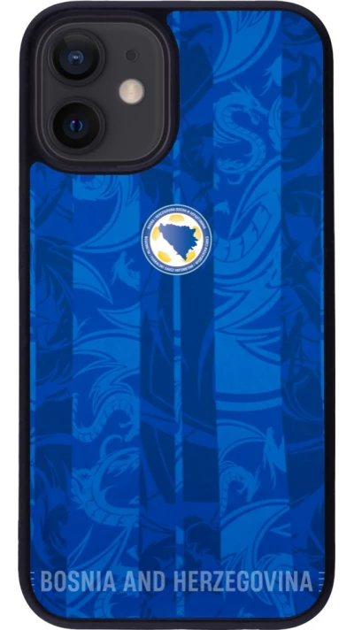 Coque iPhone 12 mini - Silicone rigide noir Maillot de football Bosnie-Herzégovine 2026 personnalisable