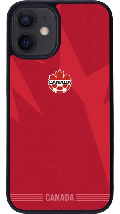 Coque iPhone 12 mini - Silicone rigide noir Maillot de football Canada 2026 personnalisable