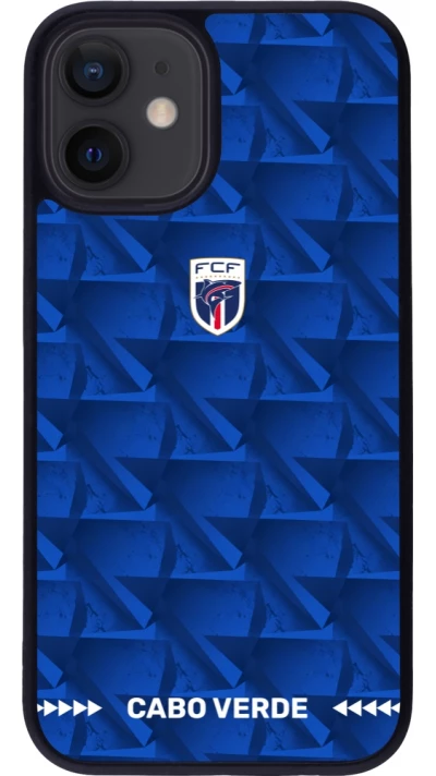 Coque iPhone 12 mini - Silicone rigide noir Maillot de football Cap-Vert 2026 personnalisable