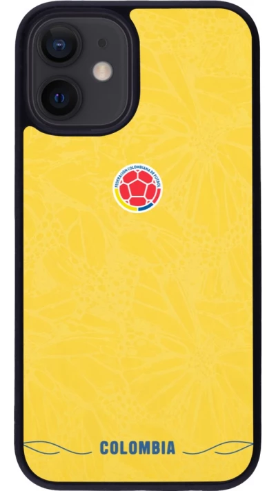 Coque iPhone 12 mini - Silicone rigide noir Maillot de football Colombie 2026 personnalisable