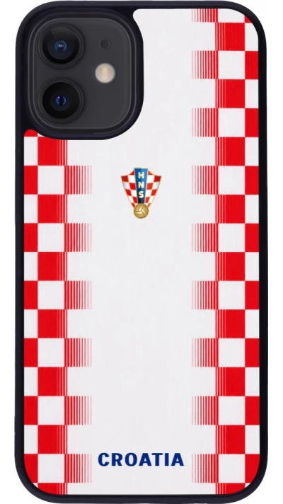 Coque iPhone 12 mini - Silicone rigide noir Maillot de football Croatie 2026 personnalisable