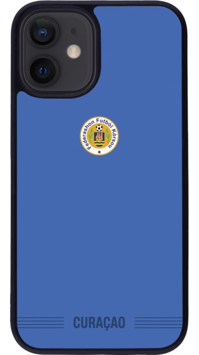Coque iPhone 12 mini - Silicone rigide noir Maillot de football Curaçao 2026 personnalisable