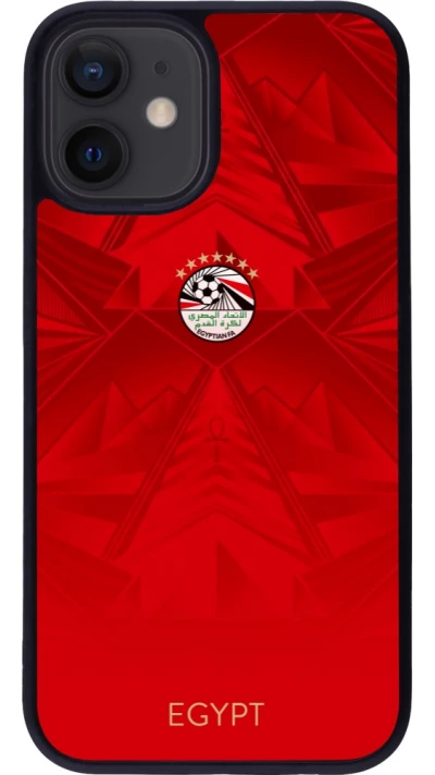 Coque iPhone 12 mini - Silicone rigide noir Maillot de football Égypte 2026 personnalisable