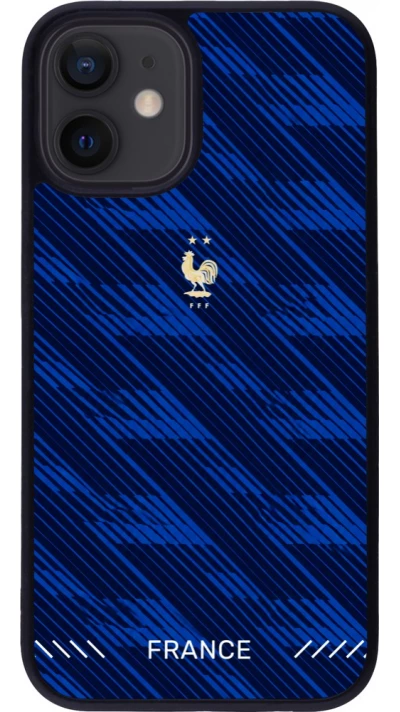 Coque iPhone 12 mini - Silicone rigide noir Maillot de football France 2026 personnalisable