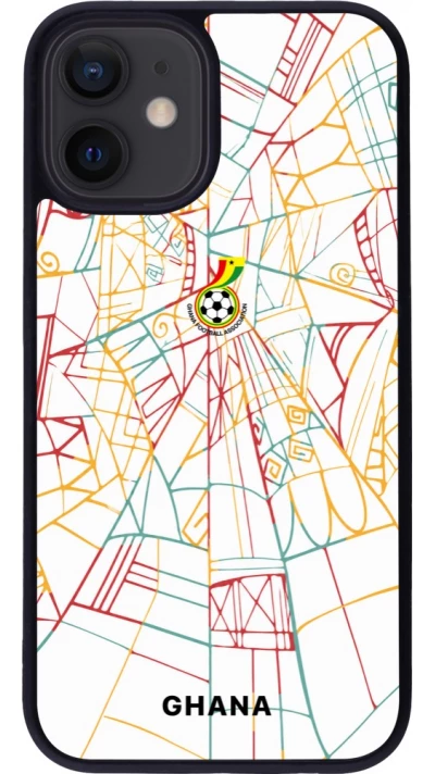 Coque iPhone 12 mini - Silicone rigide noir Maillot de football Ghana 2026 personnalisable