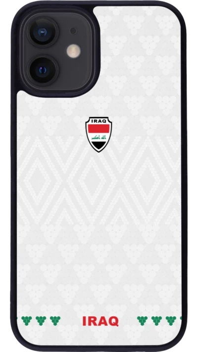 Coque iPhone 12 mini - Silicone rigide noir Maillot de football Irak 2026 personnalisable