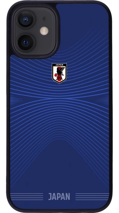 Coque iPhone 12 mini - Silicone rigide noir Maillot de football Japon 2026 personnalisable