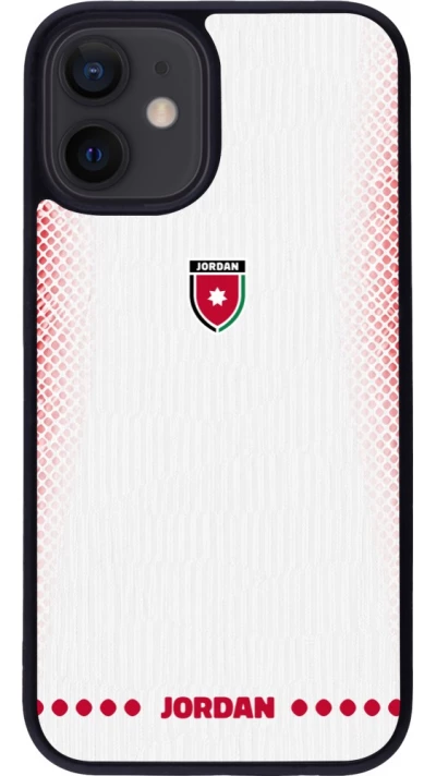 Coque iPhone 12 mini - Silicone rigide noir Maillot de football Jordanie 2026 personnalisable