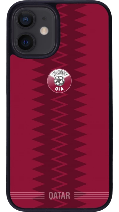 iPhone 12 mini Case Hülle - Silikon schwarz Qatar 2026 personalisierbares Fussballtrikot