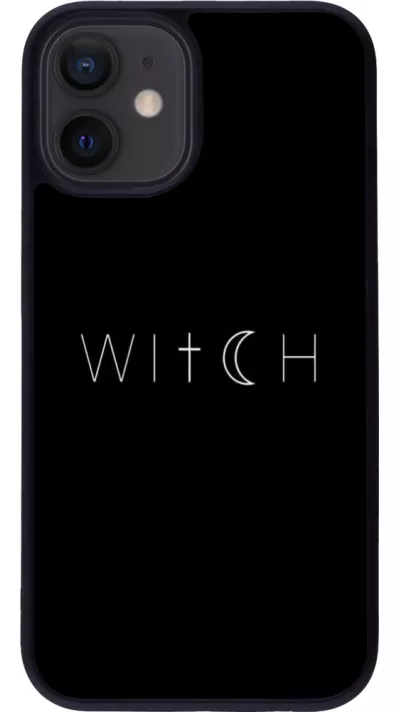 Coque iPhone 12 mini - Silicone rigide noir Halloween 22 witch word