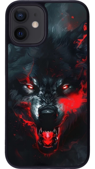 Coque iPhone 12 mini - Silicone rigide noir Halloween 2024 mad werewolf