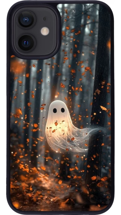 Coque iPhone 12 mini - Silicone rigide noir Halloween 2025 Ghost in the forest