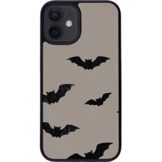Coque iPhone 12 mini - Silicone rigide noir Halloween 2026 Bats