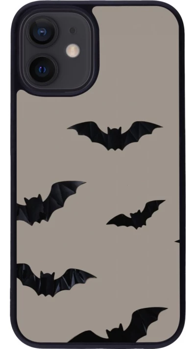 Coque iPhone 12 mini - Silicone rigide noir Halloween 2026 Bats