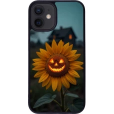 Coque iPhone 12 mini - Silicone rigide noir Halloween 2026 Evil Sunflower