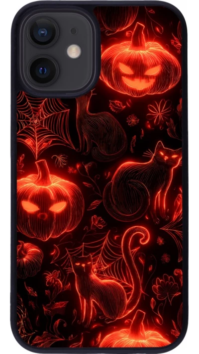 Coque iPhone 12 mini - Silicone rigide noir Halloween 2026 Pattern Halloween