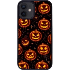 Coque iPhone 12 mini - Silicone rigide noir Halloween 2026 Pattern Pumpkins