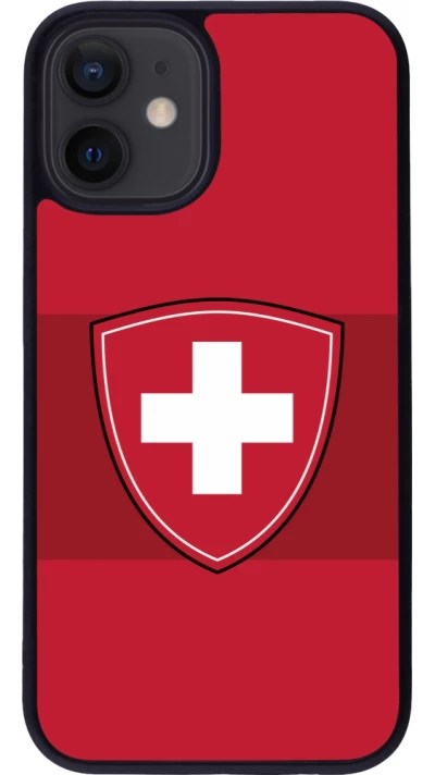 Coque iPhone 12 mini - Silicone rigide noir Hockey World Championship Ecusson Suisse