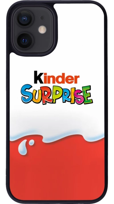 Coque iPhone 12 mini - Silicone rigide noir Kinder Surprise