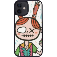 iPhone 12 mini Case Hülle - Silikon schwarz Little Girl Sketch