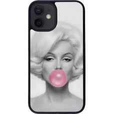 Coque iPhone 12 mini - Silicone rigide noir Marilyn Bubble