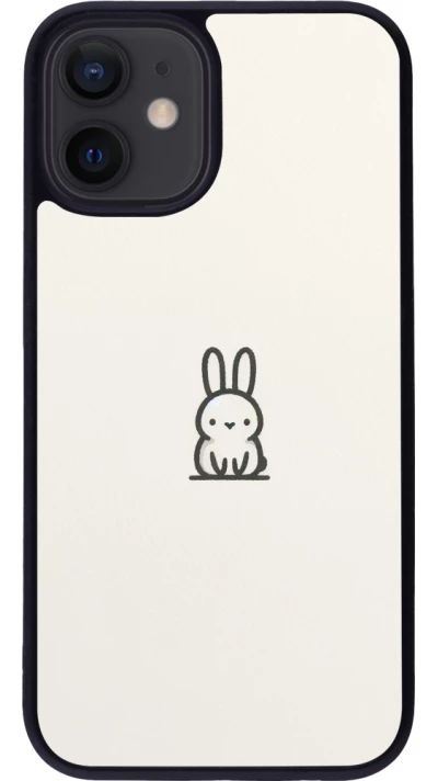 iPhone 12 mini Case Hülle - Silikon schwarz Minimal Häschen Süße