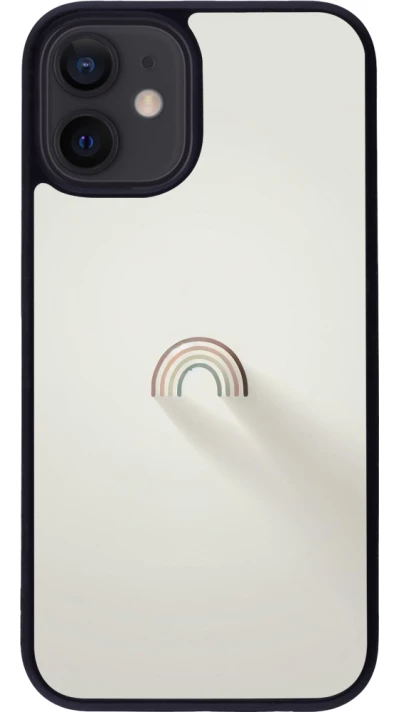 iPhone 12 mini Case Hülle - Silikon schwarz Mini Regenbogen Minimal